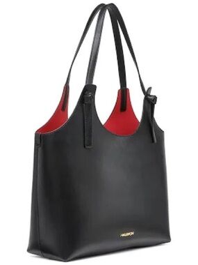 HALSTON Brooke Mini Tote Black Red Interior Shoulder Bag Chic Minimalist